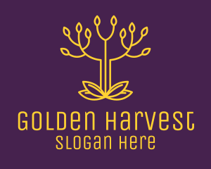 Golden Elegant Tree Branch logo design