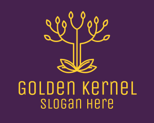 Golden Elegant Tree Branch logo design