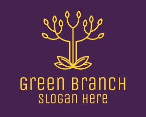 Golden Elegant Tree Branch logo design