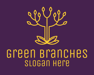 Golden Elegant Tree Branch logo design