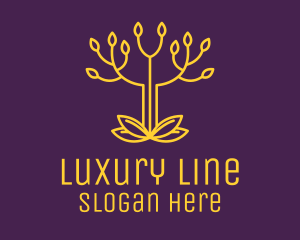 Golden Elegant Tree Branch logo design