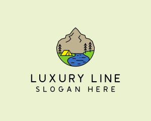 Mountain Camp Line Art logo design