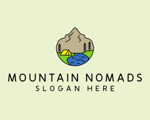 Mountain Camp Line Art logo design