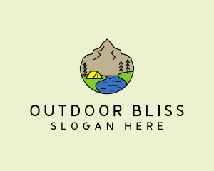 Mountain Camp Line Art logo design