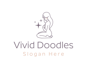 Nude Woman Sparkle Beauty logo design