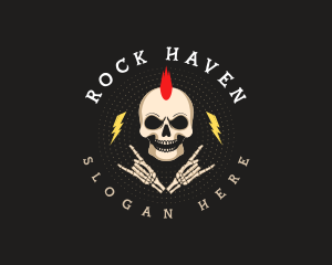 Mohawk Rock Skull logo design