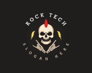 Mohawk Rock Skull logo design