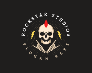 Mohawk Rock Skull logo design