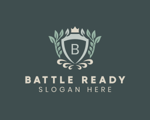 Regal Wreath Shield Crown logo design