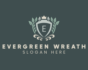 Regal Wreath Shield Crown logo design