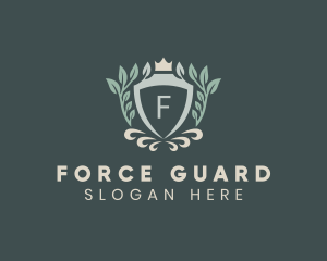 Regal Wreath Shield Crown logo design