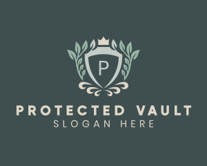 Regal Wreath Shield Crown logo design