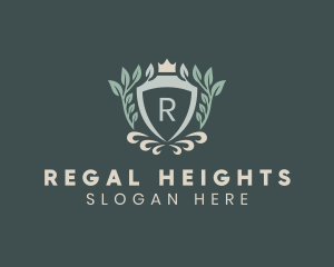 Regal Wreath Shield Crown logo design