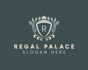 Regal Wreath Shield Crown logo design