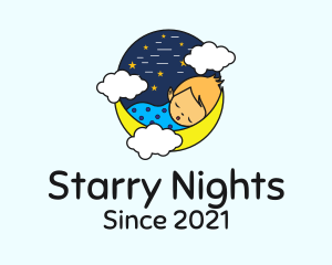 Starry Night Sleeping Baby  logo design