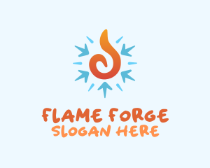 Fire Snowflake Temperature logo design