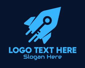 Blue Space Rocket Key Logo