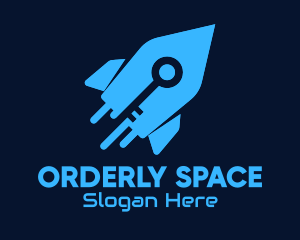 Blue Space Rocket Key logo design