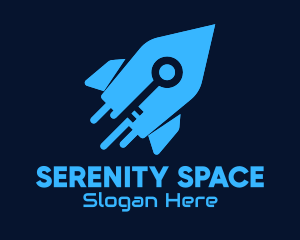 Blue Space Rocket Key logo design