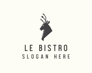 Cutlery Deer Restaurant Bistro logo design