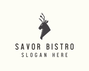 Cutlery Deer Restaurant Bistro logo design