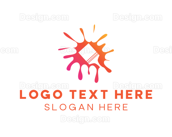 Paint Brush Paint Splatter Logo