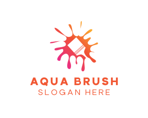 Paint Brush Paint Splatter logo design