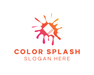 Paint Brush Paint Splatter logo design