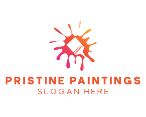 Paint Brush Paint Splatter logo design