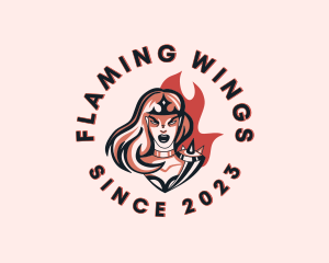 Fire Female Warrior logo design