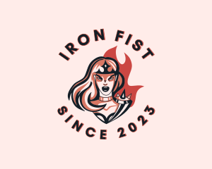 Fire Female Warrior logo design