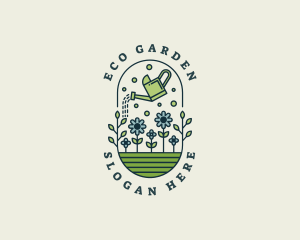 Watering Can Floral Gardening logo design