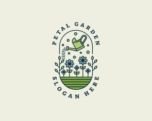 Watering Can Floral Gardening logo design