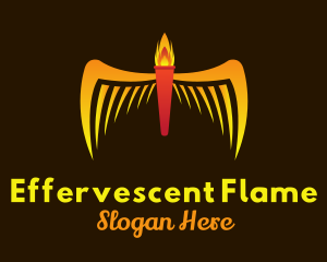 Flame Torch Wings logo design