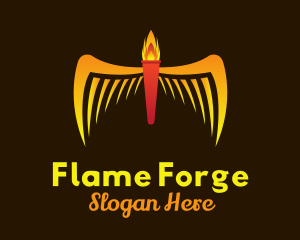 Flame Torch Wings logo design