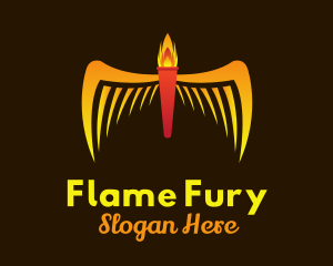 Flame Torch Wings logo design