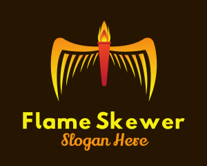 Flame Torch Wings logo design