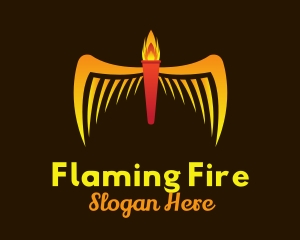 Flame Torch Wings logo design