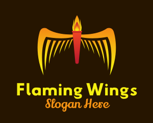 Flame Torch Wings logo design