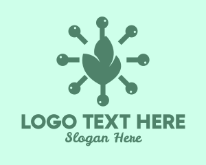 Viral - Green Virus Leaves logo design