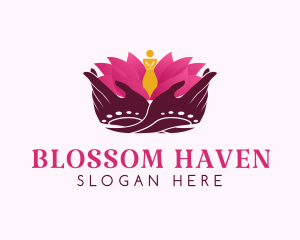 Flower Hand Meditation logo design