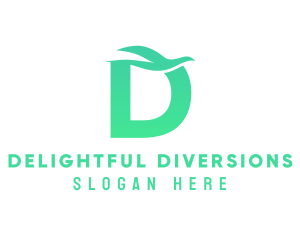 Green Letter D Dove logo design