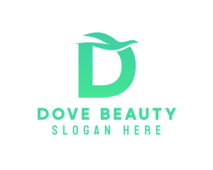 Green Letter D Dove logo design