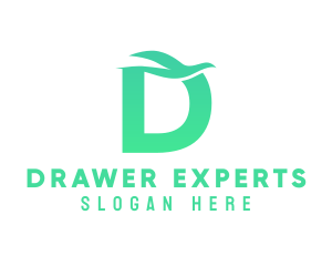 Green Letter D Dove logo design