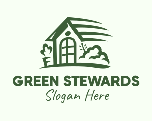 Green House Outline logo design