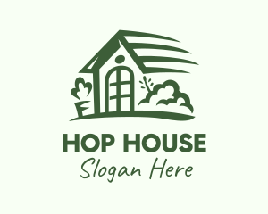 Green House Outline logo design