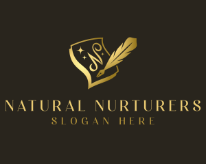 Quill Pen Letter N logo design