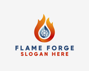 Flame Snowflake Droplet logo design