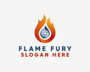 Flame Snowflake Droplet logo design