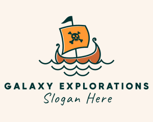 Pirate Caravel Ship logo design